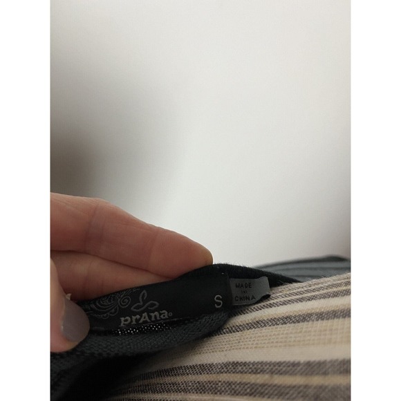 Prana Body Con Black Pullover Dress V-Neck with Stripes Belted SZ Small Y2K - Picture 9 of 10